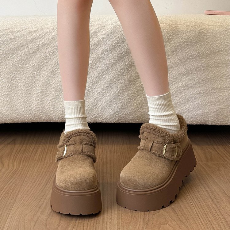 松糕厚底加绒保暖勃肯鞋