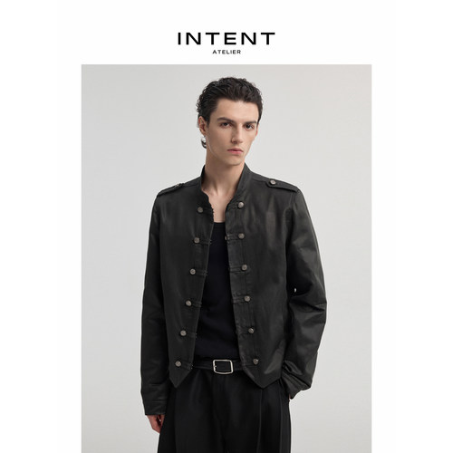 INTENT 拿破仑 涂层立领夹克slim合身正肩版型休闲造型感外套