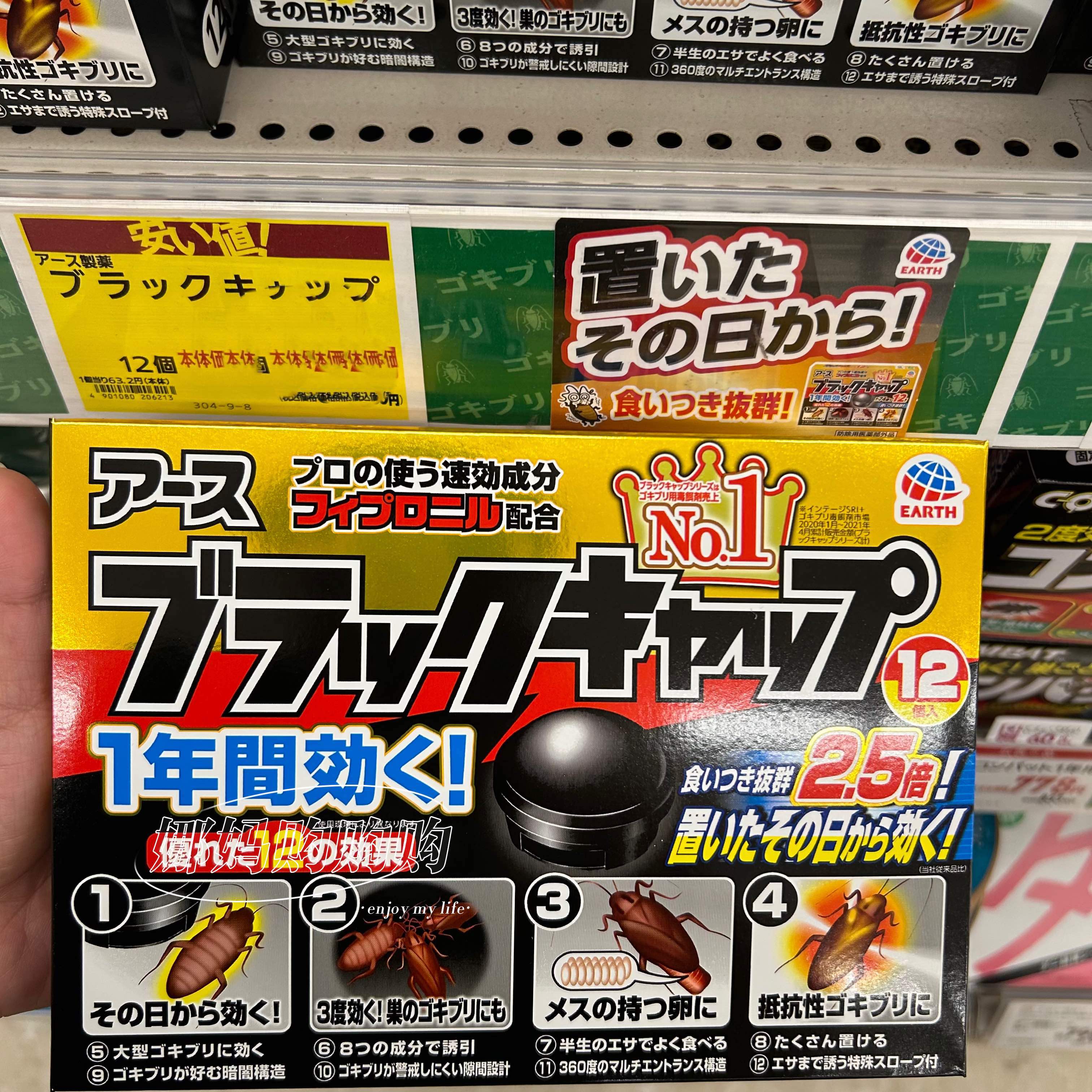 在途日本安速小黑屋蟑螂屋家用强力灭蟑螂灭小强安全自用推荐12枚
