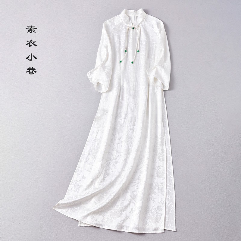 小个子侧开叉改良新中式旗袍裙