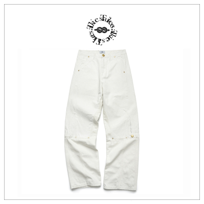 Tiesake 爆裂解构手工刷蜡白牛 Rest In Pieces White Waxed Jean