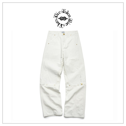 Tiesake 爆裂解构手工刷蜡白牛 Rest In Pieces White Waxed Jean