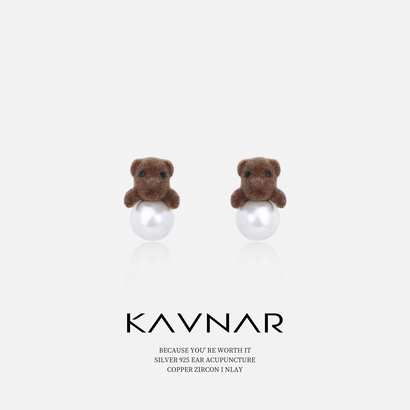 百搭咖色植绒小熊狗熊抱珍珠耳钉时尚气质耳饰925纯银针耳环,饰品/流行首饰/时尚饰品新,耳钉,淘宝优惠券,粉丝福利购,淘宝优惠卷