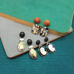 丹麦小众设计monies风天然贝壳耳环卡梅奥贝雕感轻奢风耳饰