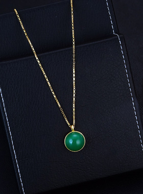 复古轻奢网络爆款祖母绿吊坠时尚百搭气质新中式锁骨链女