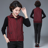 中老年女装 外套薄款 马夹背心外穿 上衣妈妈春装 中年马甲女春秋短款