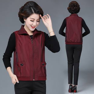 中年马甲女春秋短款上衣妈妈春装外套薄款中老年女装马夹背心外穿