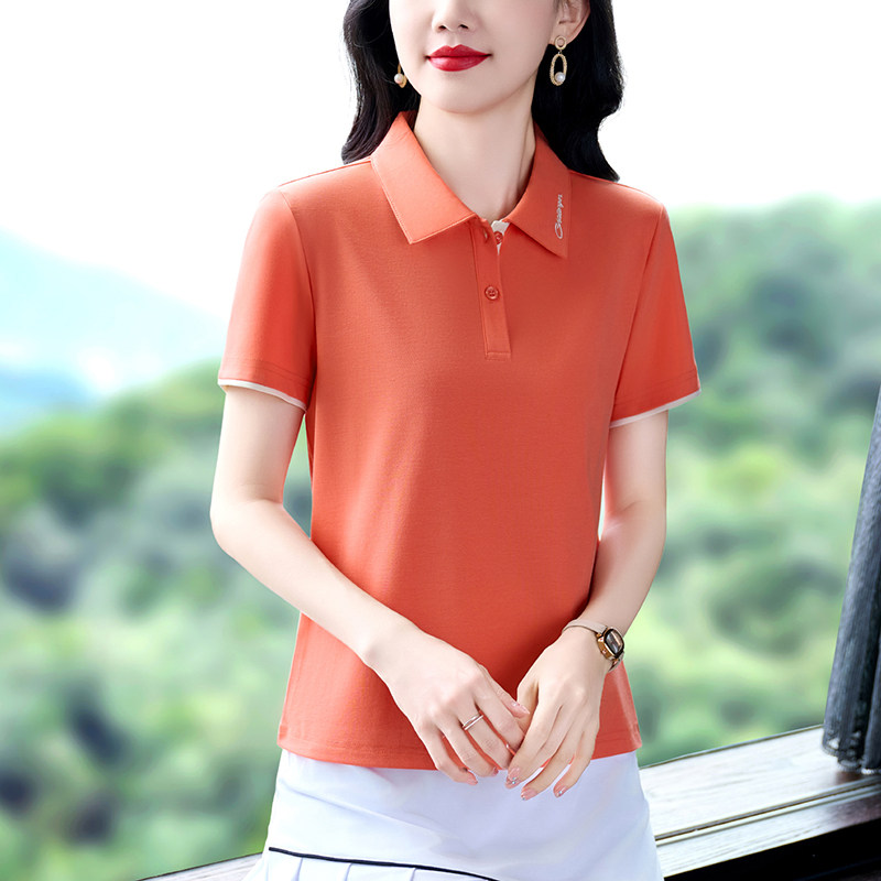 翻领短袖t恤女时尚洋气2026夏季新款中年妈妈夏装上衣运动polo衫