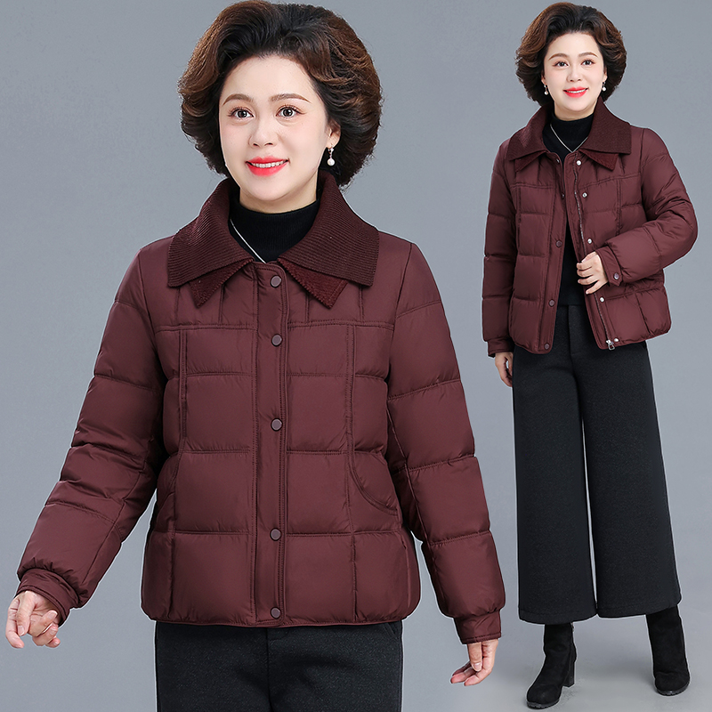 新款时尚保暖加厚羽绒服女2025冬季洋气宽松显瘦翻领白鸭绒外套潮