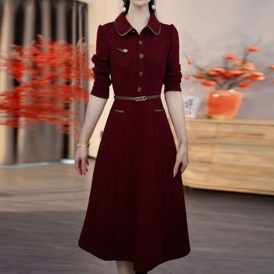 新款收腰显瘦减龄中长款A字裙潮