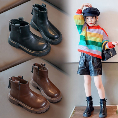 男女童同款秋冬季加绒马丁靴短靴