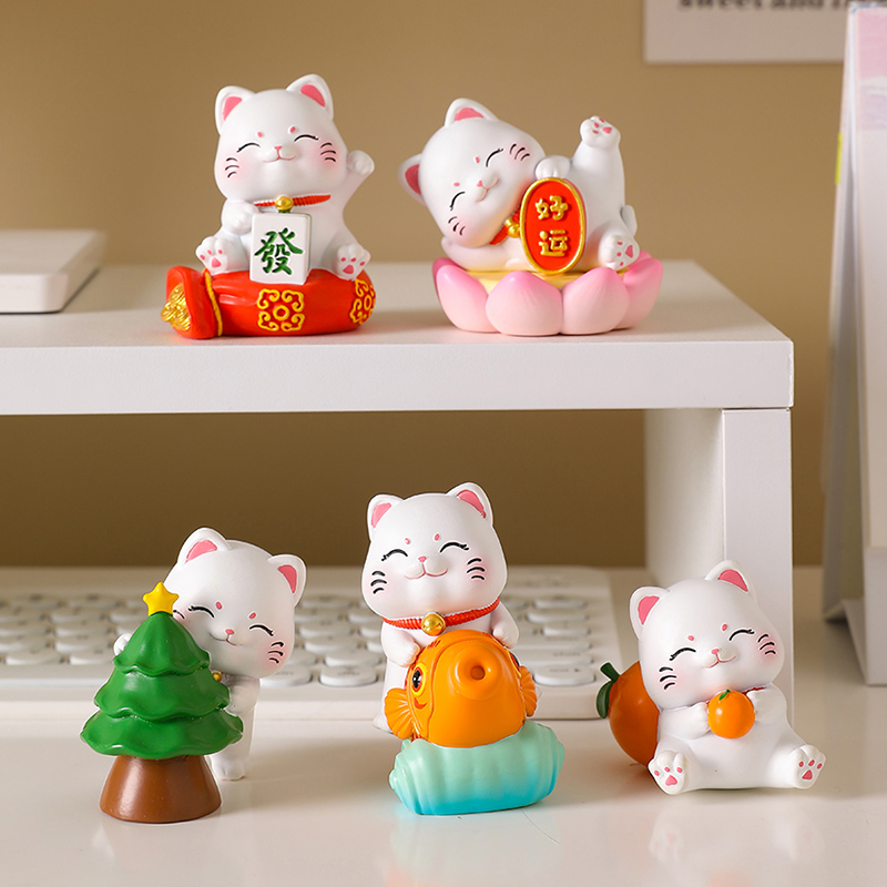 小摆件办公室招财猫治愈系
