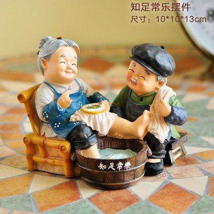 生日礼物风雨同行老人家居装饰品摆件 爷爷奶奶人物工艺品创意