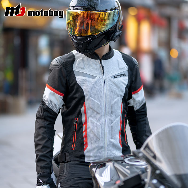 motoboy骑行服摩托车男夏季机车赛车骑行装备透气防摔骑士服网眼