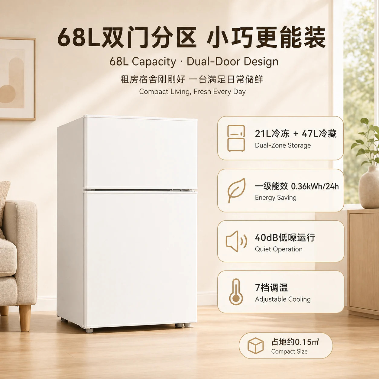 HYUNDAI迷你小型冰箱静音节能