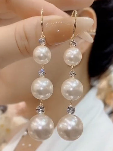 珍珠流苏锆石轻奢耳环