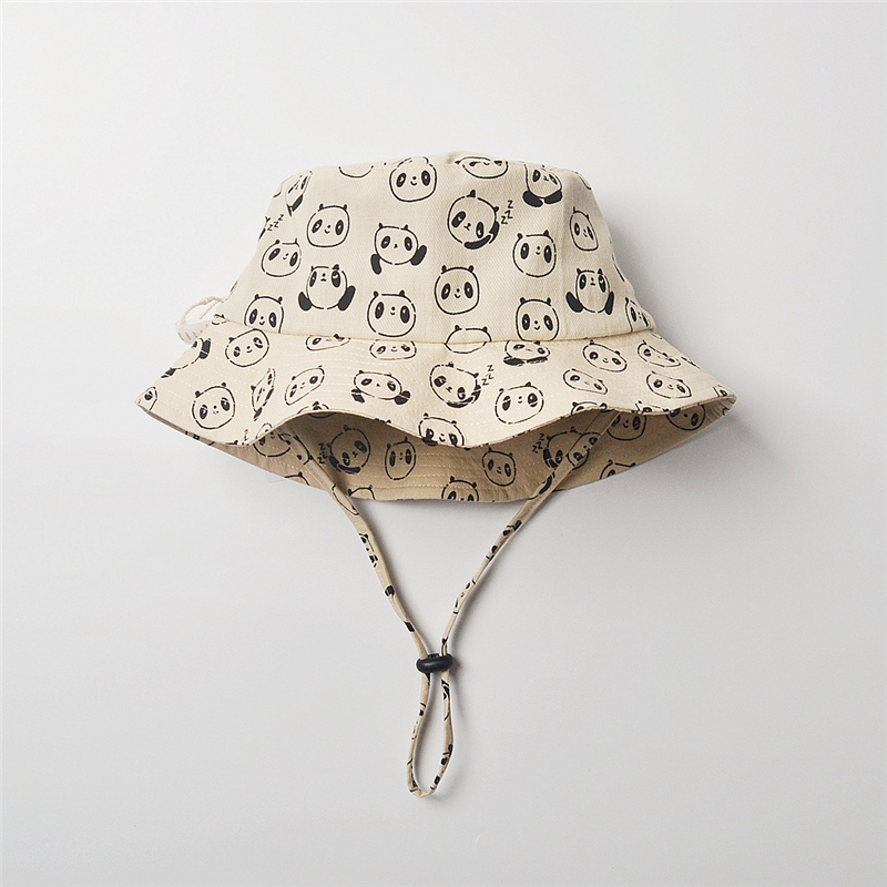 宝宝可爱熊猫纯棉薄款可调渔夫帽