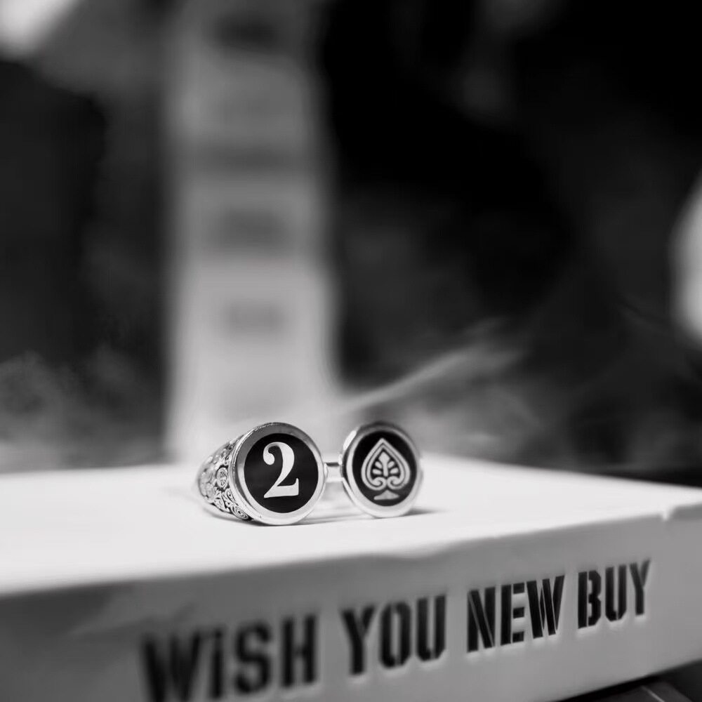 墨镜戒指 落牌抓牌戒指复古百搭开口可调节魔术戒指道具饰品