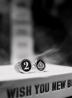 墨镜戒指 落牌抓牌戒指复古百搭开口可调节魔术戒指道具饰品