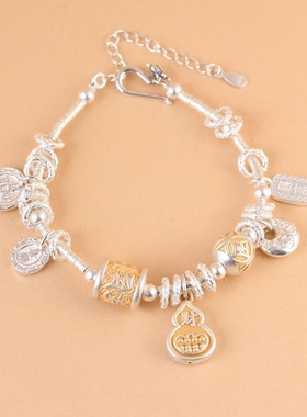 葫芦六字真言手链ins风diy手工盘缠描金葫芦六字真言散珠吉言手饰