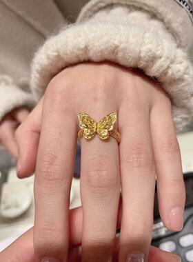 纯铜镀金新中式古法手工花丝蝴蝶戒指小众设计森系高级
