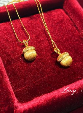 中古风意大利拉丝松果吊坠项链百搭精致高级感轻奢小众锁骨链