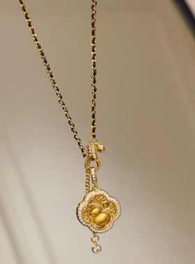 爆款拉丝花窗葫芦吊坠项链女百搭新年编绳毛衣链