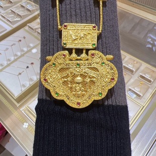 金店同款黄铜镀金手工花丝龙凤锁包烧蓝项链女天子门生珐琅彩项链