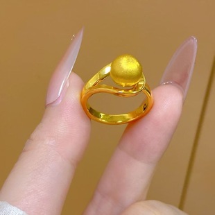 金色优雅气质有求必应戒指中古风拉丝球球轻奢高级感戒指女送女友