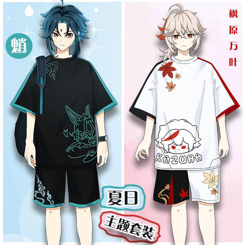 原创短袖纯棉T恤宽松学生套装