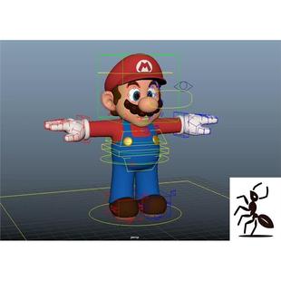 maya 马里奥模型绑定，表情绑定带贴图，可以直接做动画，标