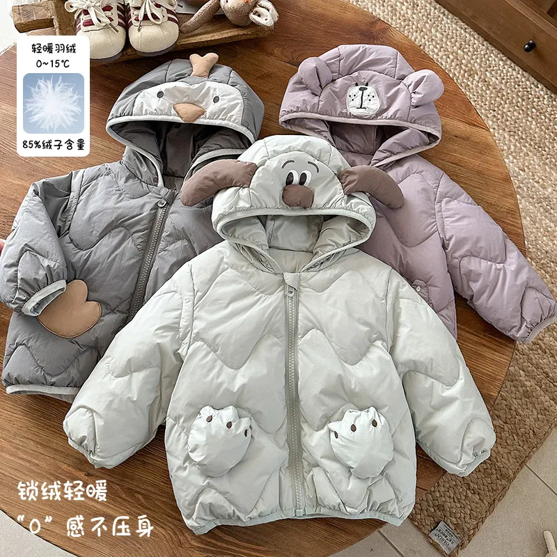 男宝宝羽绒服秋冬新款婴儿衣服保暖男童可爱卡通连帽羽绒外套 a类