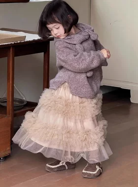 女童毛衣儿童针织衫围脖两件套秋季童装女宝宝韩版童装