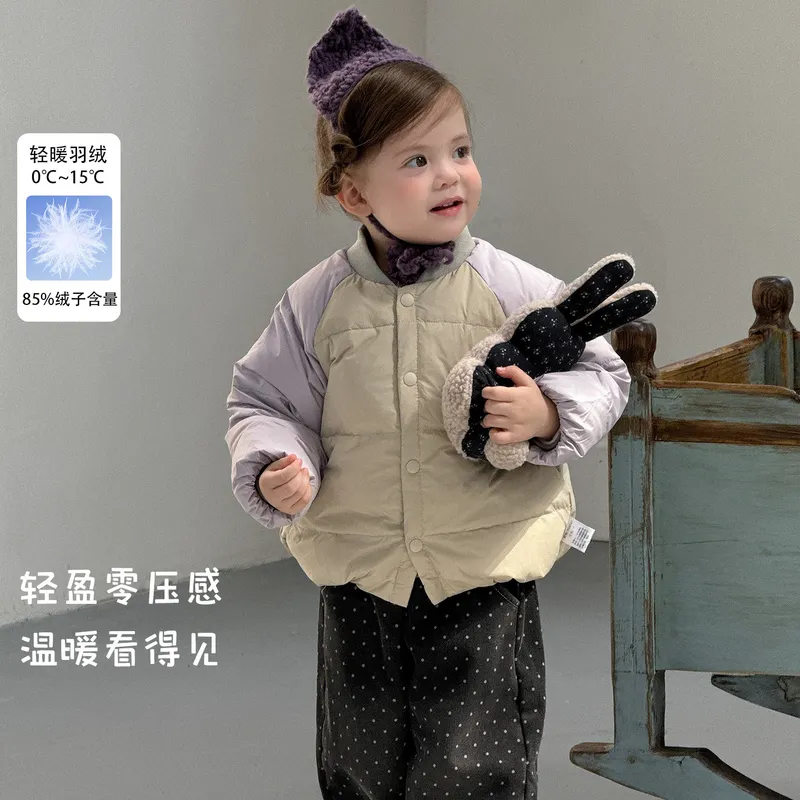 2026秋冬插肩拼色羽绒内胆保暖外套宝宝羽绒服儿童羽绒内胆