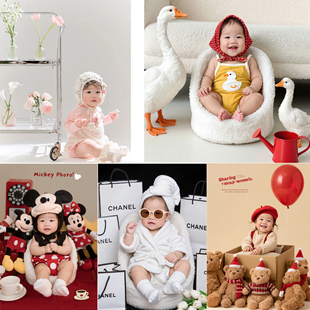 出租新款百天周岁宝宝摄影拍照服装衣服出租宝宝拍照服饰道具租赁