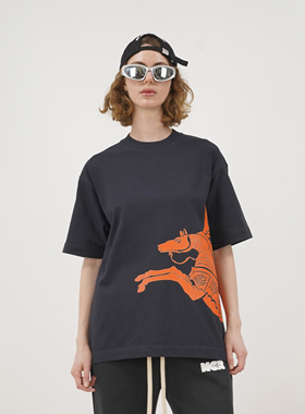 MGG '城市之光'系列骑士印花短袖马年限定新款美式落肩短袖T恤男