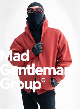 MGG 24FW国潮美式复古水洗卫衣红色拉链开衫加绒new vintage外套