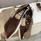 新款 咖色柔软棉麻手感三角巾围巾女士护颈围脖腰间丝巾薄披肩秋冬