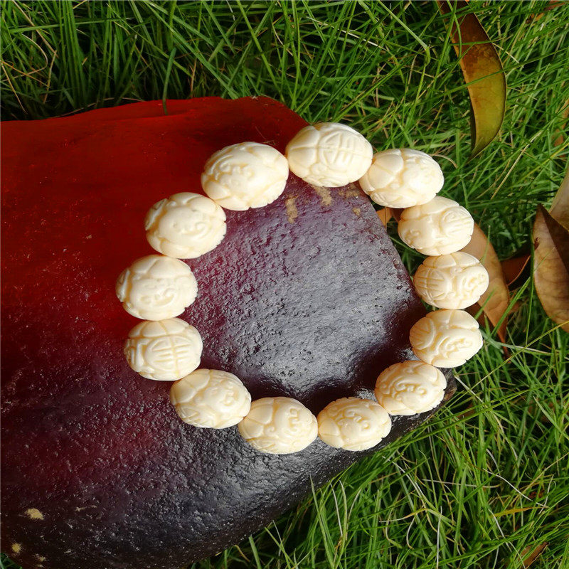 冰料猛犸象牙骨龙珠圆珠手链男款女士雕刻手链礼品物文玩念珠佛珠