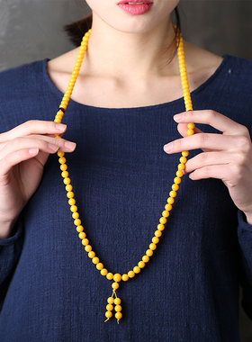 天然鸡油黄蜜蜡佛珠血珀佛珠念珠