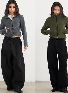 7AM10PM 灰绿双色拉链开衫卫衣女春季休闲百搭上衣修身摇粒绒外套