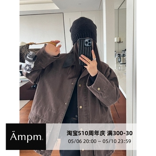 咖色破洗夹克棉服外套 可拆卸内胆派克服棉衣女 7AM10PM 一衣多穿