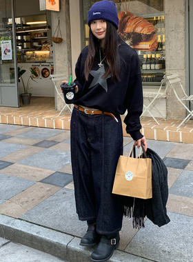 7AM10PM 时髦重工九分牛仔裤  百搭宽松显瘦复古原色牛仔裤女