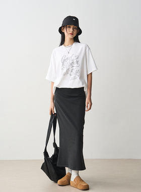 7AM10PM高级感深灰色西装鱼尾裙女 2024款高腰显瘦气质包臀半身裙