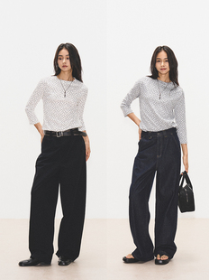 7AM10PM 百搭修身小碎花插肩九分袖T恤女 气质内搭显瘦打底上衣