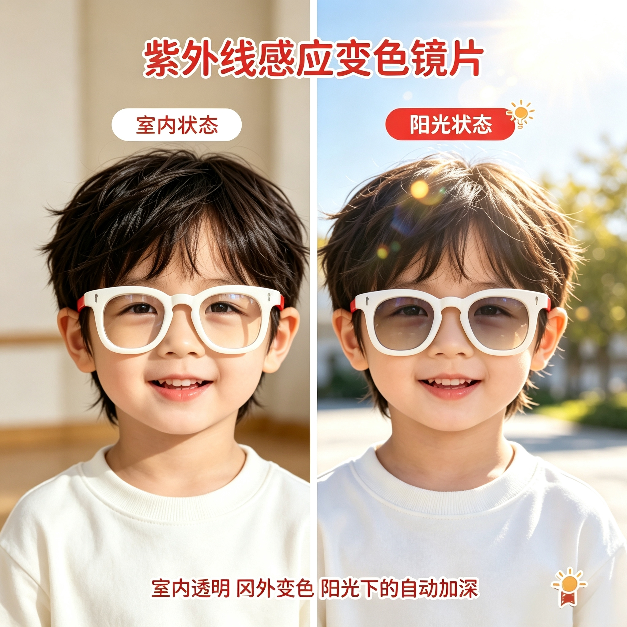 儿童感光变色UV400防晒太阳镜