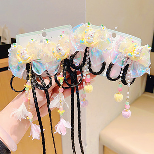 儿童兔子古风发夹女童流苏假发辫子发卡步摇发饰宝宝汉服夹子头饰