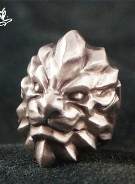 A鸦原创手工谦逊的狮子王立体925纯银男女款非高桥高山隆戒指环