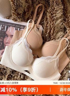 秋冬蕾丝性感磨毛内衣女小胸聚拢显大无钢圈上托收副乳防下垂文胸