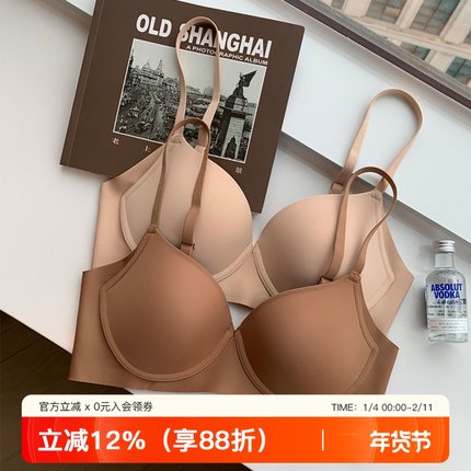 薄款无痕内衣女士大胸显小显瘦无钢圈上托收副乳防下垂聚拢文胸罩
